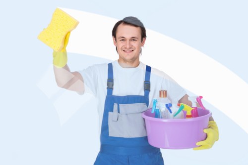 Residential window cleaning on an Islington street