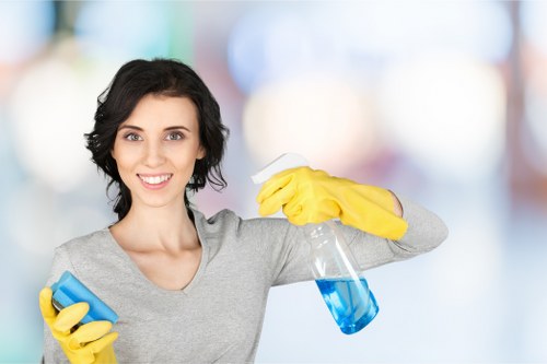 Commercial cleaner in Islington maintaining a neat office workspace